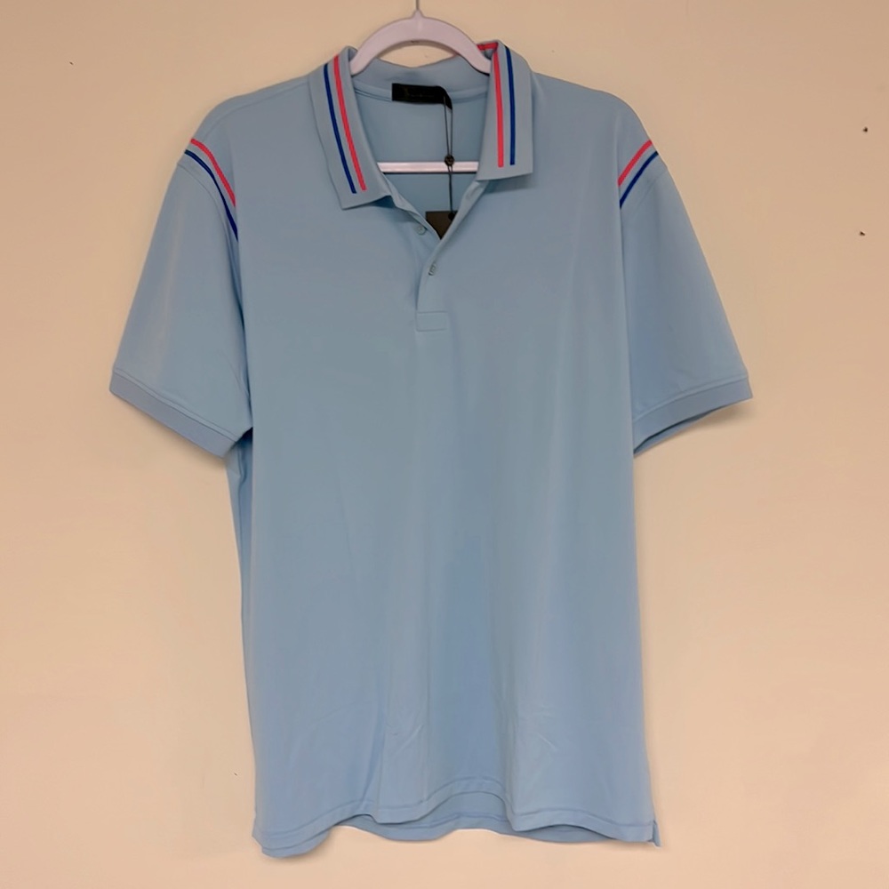 G Fore Men’s GOLF Shirt Polo Large Baja Blue NEW WITH TAGS